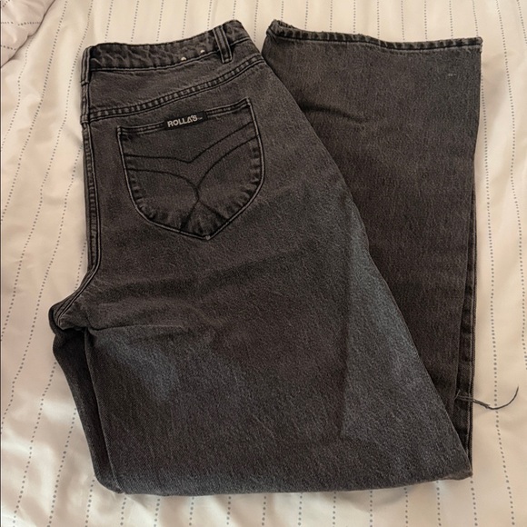 ROLLA'S Charcoal Distressed Wide Leg Jeans - Picture 4 of 6